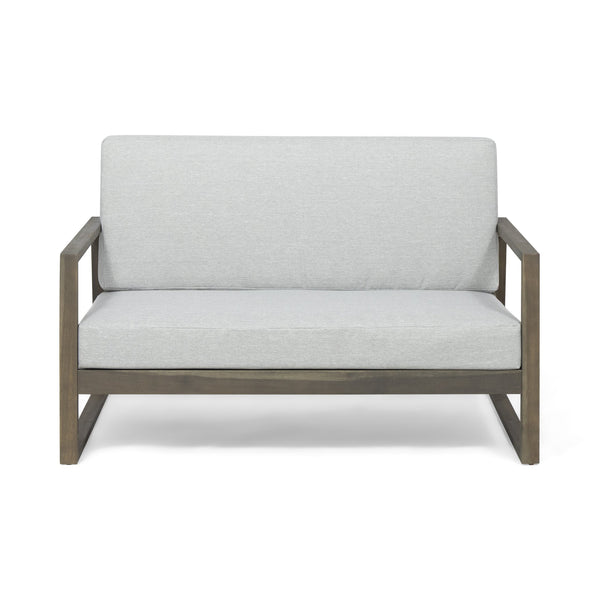 English Elm Christopher Knight Home® - BELGIAN Acacia Wood Loveseat and Coffee Table Set with Slatted Design and Water‑Resistant Cushions Grey 54 L x 31 W x 20.75 H 66742.00GLGRY