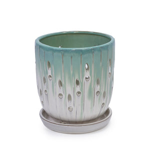 English Elm Set Of 2 Modern Ceramic Flowerpots With Drainage Holes - Stylish Planters For Indoor & Outdoor Use W3273P322553-GIGA