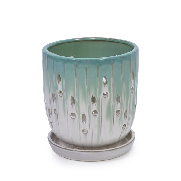 English Elm Set Of 2 Modern Ceramic Flowerpots With Drainage Holes - Stylish Planters For Indoor & Outdoor Use W3273P322553-GIGA