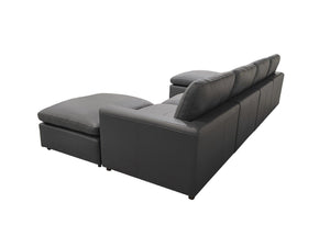 English Elm Leather Match Upholstered Modular Sectional for Spacious Open Plan Living Rooms Blue Gray B2748S00169