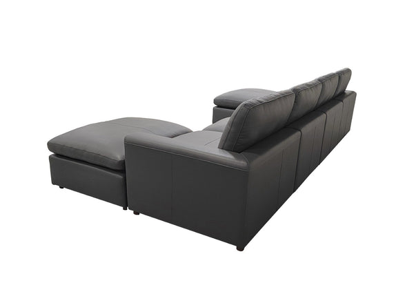 English Elm Leather Match Upholstered Modular Sectional for Spacious Open Plan Living Rooms Blue Gray B2748S00169