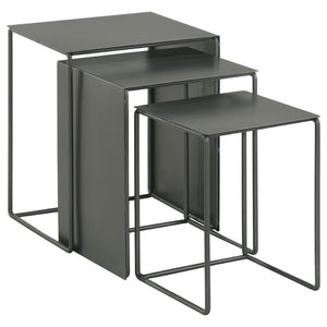 English Elm Vestal Iron Nesting Table Set of Three Powder Coated Grey Industrial Living Room Accent B062P441486
