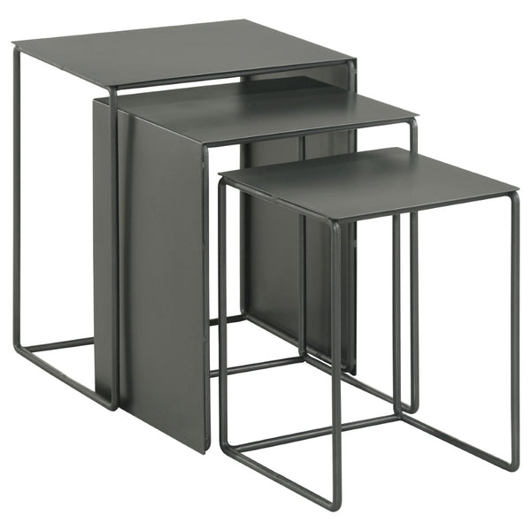 English Elm Vestal Iron Nesting Table Set of Three Powder Coated Grey Industrial Living Room Accent B062P441486