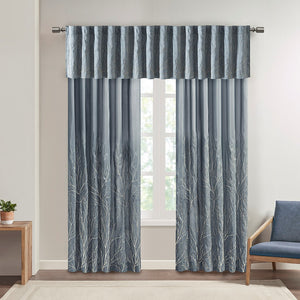 English Elm Curtain Madison Park Andora Embroidered Faux Silk Tree Branch Panel, Lined, Rod Pocket/Back Tabs B03598039