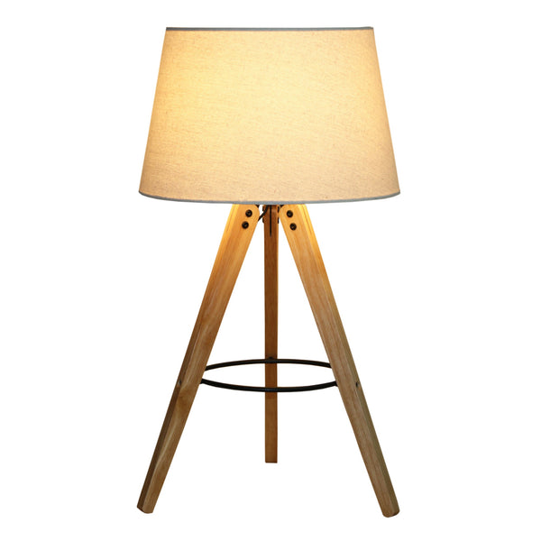 English Elm Ashcroft Furniture - High Quality Hotel Scandinavian Modern Birch Tripod Bedside Lamp With Soft Linen Shade & Black Accents B183P315121