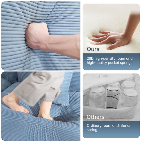 English Elm 82.6" Oversized Cloud Modular Sectional Couch - Soft Corduroy, Ergonomic Design & Customizable Comfort W714S01349