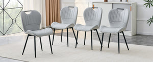 English Elm Set of 4 Olive Fabric Dining Chairs Ergonomic Cushion Black Steel Frame Modern Black,Light Gray W1151P454884