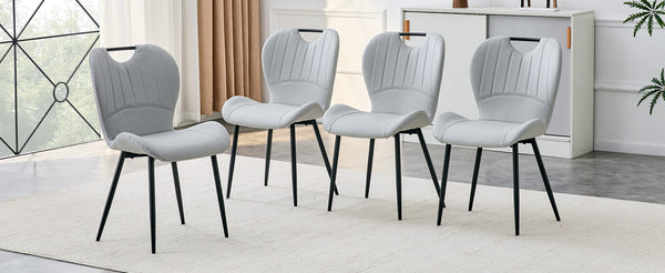 English Elm Set of 4 Olive Fabric Dining Chairs Ergonomic Cushion Black Steel Frame Modern Black,Light Gray W1151P454884