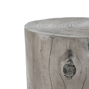English Elm Mgo Tree Stump Side Table Lightweight Concrete Gray Wood Grain Finish Outdoor Indoor N776P372339G