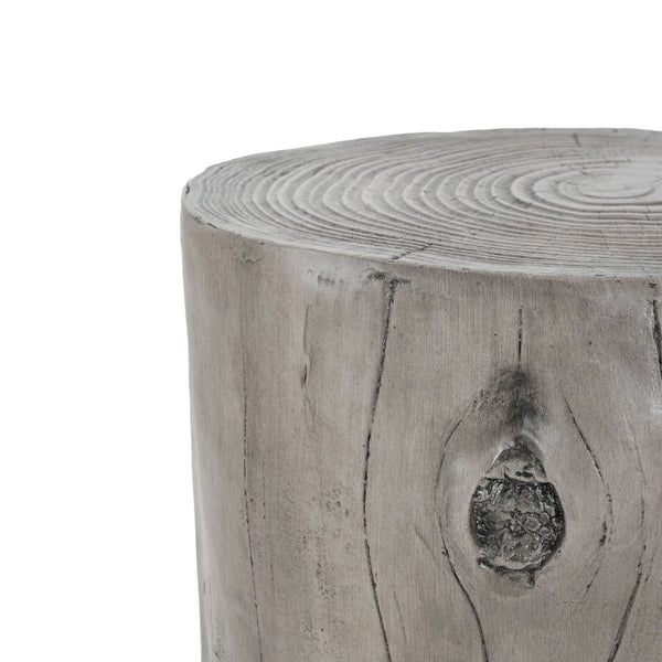 English Elm Mgo Tree Stump Side Table Lightweight Concrete Gray Wood Grain Finish Outdoor Indoor N776P372339G