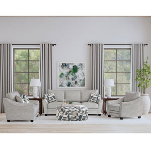 English Elm Mingle Textured Light Grey Bouclé Sofa with Flared Arms, Boxed Cushions & Tall Tapered Legs B062P342728