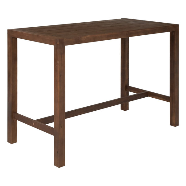 English Elm Trexm Solid Acacia Outdoor Bar Set Five Piece Rustic Slatted Counter Height Patio Mocha TM000029AAP