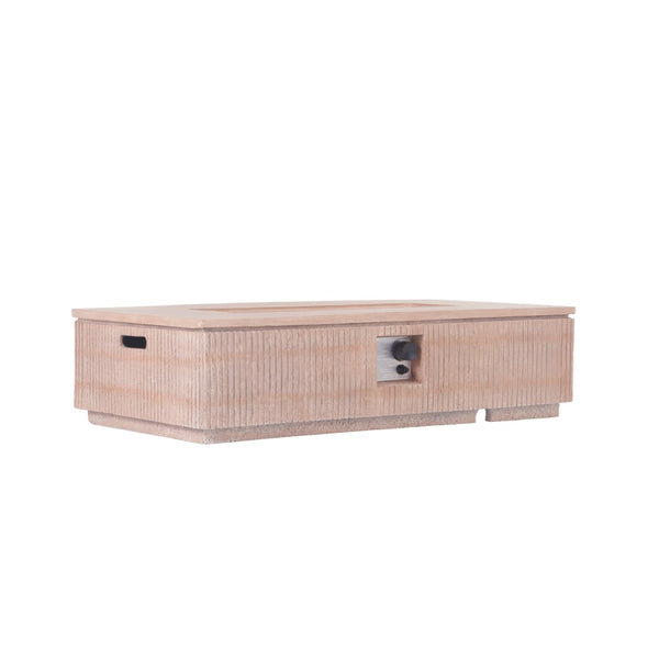 English Elm Outdoor Rectangular Mgo Concrete Fire Pit 50000 Btu Propane Patio Focal Point N772P409036T