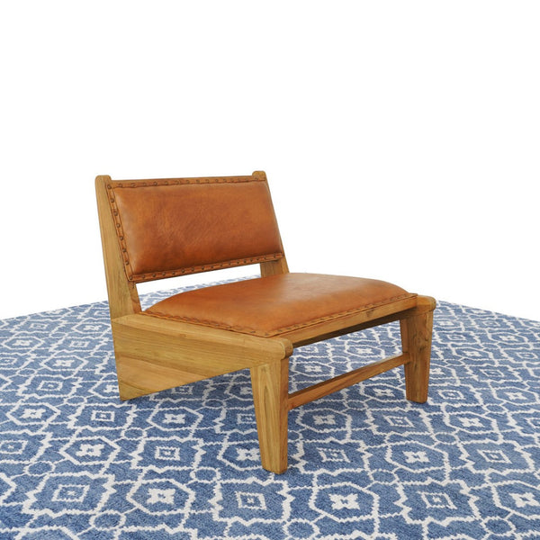 English Elm Talon Full-grain Leather Lounge Chair Solid Wood Frame Mid-century Modern Accent B183P301087