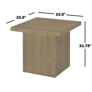 English Elm Square Engineered Wood Accent Table with Sculptural Pedestal Base for Modern Living Rooms B016P473404