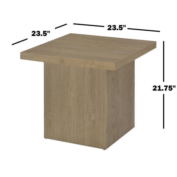 English Elm Square Engineered Wood Accent Table with Sculptural Pedestal Base for Modern Living Rooms B016P473404