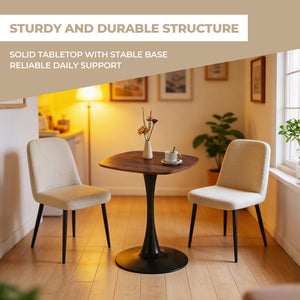 English Elm 23.62 Inch Round Pedestal Dining Table Oak Finish Compact Contemporary Accent W3766P397278