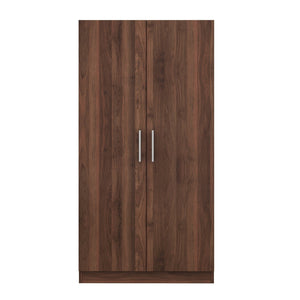 English Elm 2-Door Pine Wood Wardrobe Armoire with Rod & 3 Shelves, Brown Grain Finish—Sturdy 300lb Capacity GX001833AAD