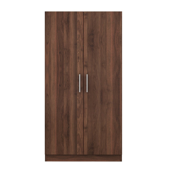 English Elm 2-Door Pine Wood Wardrobe Armoire with Rod & 3 Shelves, Brown Grain Finish—Sturdy 300lb Capacity GX001833AAD