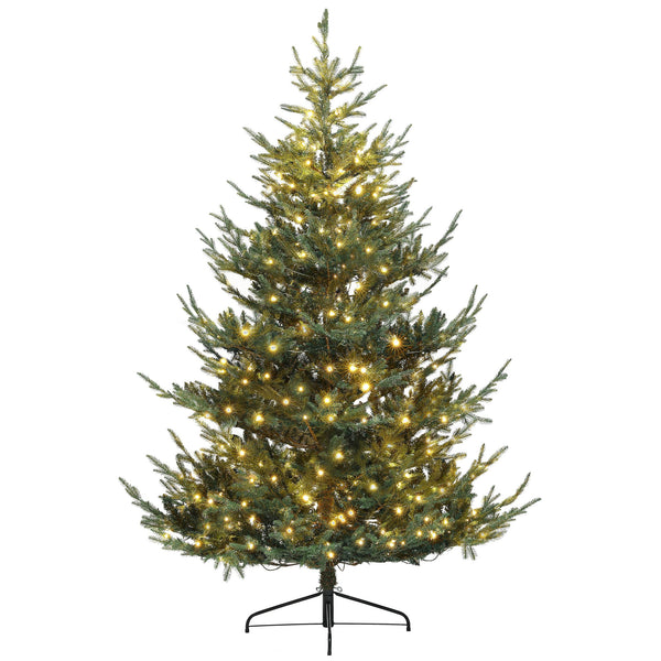 English Elm Homcom 7.5 Ft Prelit Nordic Pine Christmas Tree With 300 Dual-Color Leds - Elegant Holiday Centerpiece W2225P249638