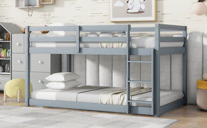 English Elm Solid Rubberwood Twin-Over-Twin Bunk Bed With Ladder – Sturdy, Space-Saving Design In Grey Finish W504P191644-GIGA