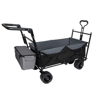 English Elm With Canopy and Steel Frame Collapsible Wagon All-terrain Heavy Duty Outdoor Cart Black W2932P326774