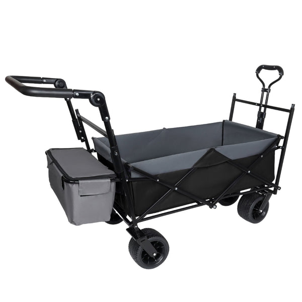 English Elm With Canopy and Steel Frame Collapsible Wagon All-terrain Heavy Duty Outdoor Cart Black W2932P326774