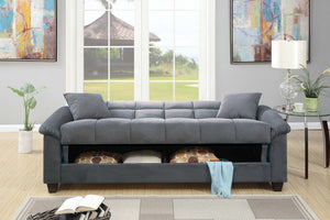 English Elm Modern Adjustable Sofa with USB Port, Gray Microfiber Futon w/ Hidden Storage, Tufted Cube Design B011P381505