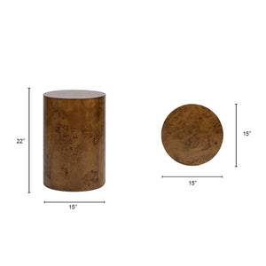 English Elm Jennifer Taylor Home - Nebula 22" Accent Pillar Side Table In Medium Brown Walnut Burl - Modern, Versatile & Stylish Decor B2719P292912