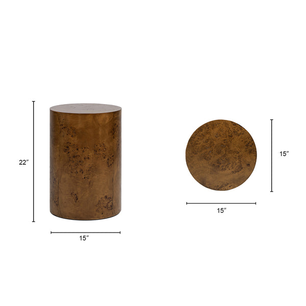 English Elm Jennifer Taylor Home - Nebula 22" Accent Pillar Side Table In Medium Brown Walnut Burl - Modern, Versatile & Stylish Decor B2719P292912
