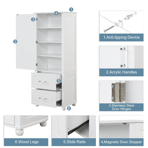 English Elm Tall Freestanding Bathroom Cabinet Two Drawers Adjustable Shelves Matte Mdf Storage White N725P407739K