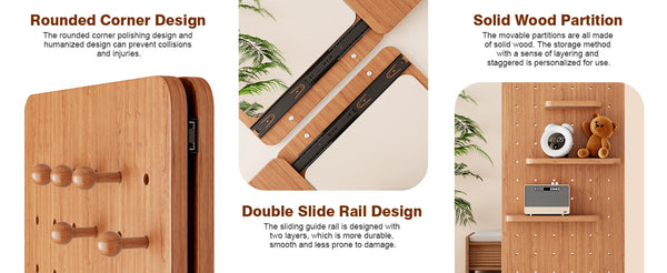 English Elm 47.6 Inch Rubberwood Wall Mirror with Sliding Panel Storage for Bedroom or Entryway W2987P438124
