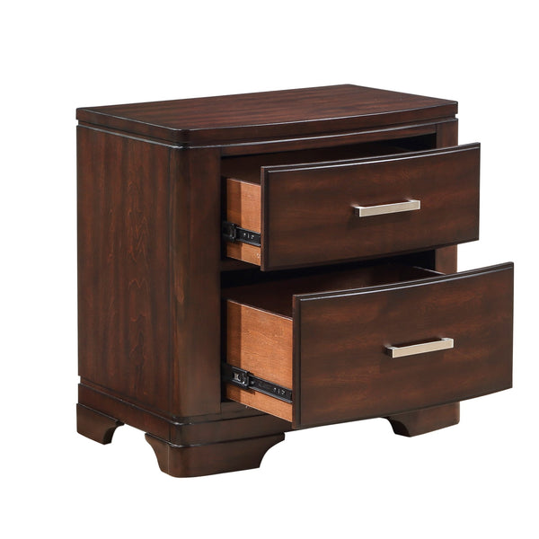 English Elm Cherry Finish Hudson Nightstand with Two Drawers, Transitional Cherry Wood Accent, Chrome Bar Pulls B011P363263