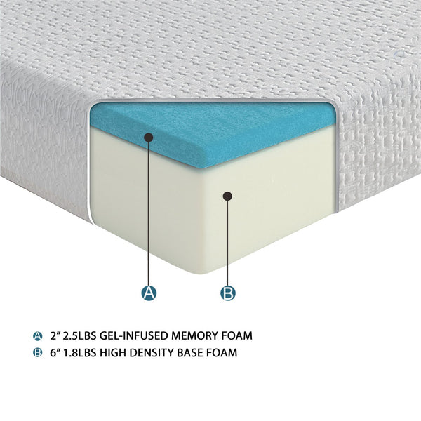 English Elm 8-inch Gel-Infused Memory Foam Full Mattress with Tencel Cover, Firm Support, 2" Gel/6" Base B011P212253