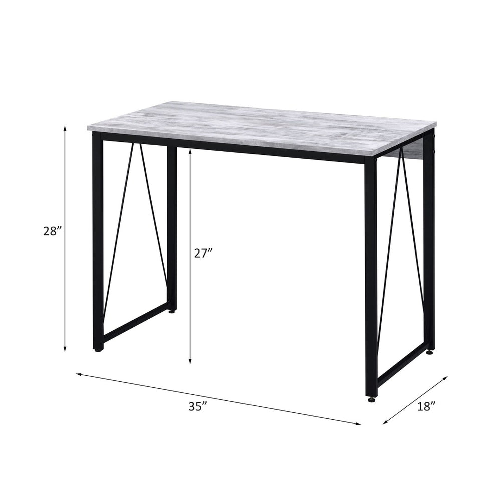 English Elm Rectangular Writing Desk - Rustic Industrial Style With Antique White Top & Black Metal Base Design B016P311294-GIGA