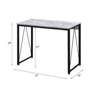 English Elm Rectangular Writing Desk - Rustic Industrial Style With Antique White Top & Black Metal Base Design B016P311294-GIGA