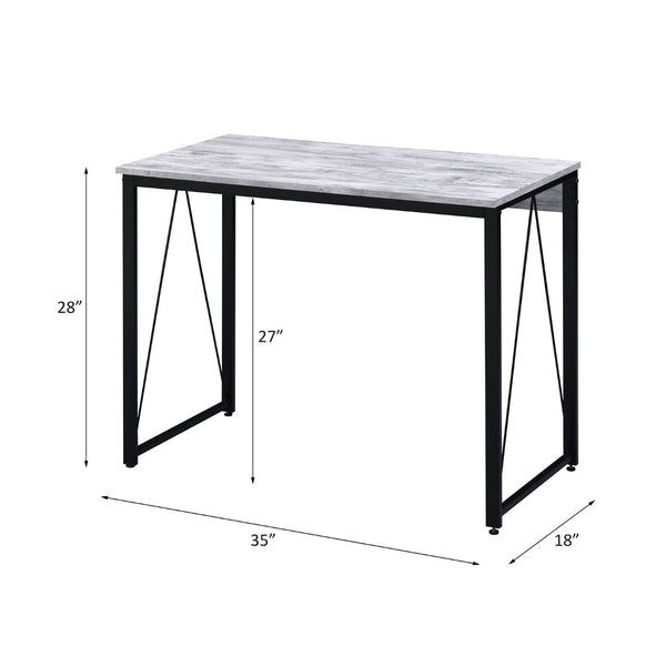 English Elm Rectangular Writing Desk - Rustic Industrial Style With Antique White Top & Black Metal Base Design B016P311294-GIGA