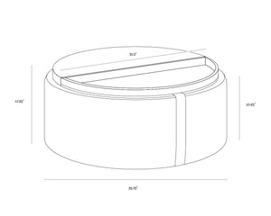 Sunpan Borelli Modern Wheeled Storage Ottoman with Retro Charm and Multifunctional Design for Any Space Belfast Heather Grey / Autumn Chestnut