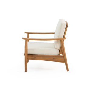 English Elm Christopher Knight Home® - Club Chairs Laurent Teak Finish Acacia Outdoor Chair, 500lb Capacity, Weather-Resistant Slat Design, Thick Cushion 68624.00BGE