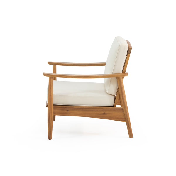 English Elm Christopher Knight Home® - Club Chairs Laurent Teak Finish Acacia Outdoor Chair, 500lb Capacity, Weather-Resistant Slat Design, Thick Cushion 68624.00BGE