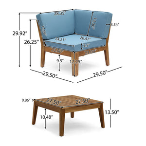 English Elm Grenada Outdoor Modular Sectional Solid Acacia Wood Slatted Patio Sofa Set Blue 63887-66388.00-63699.00BLU
