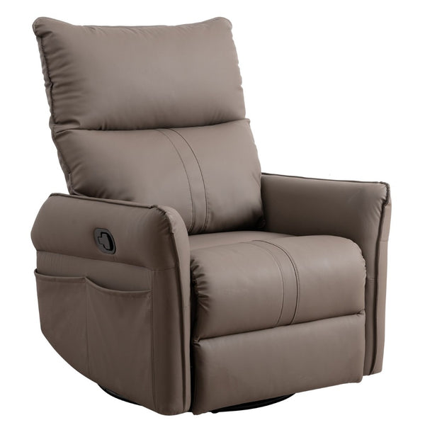 English Elm Pu Leather Swivel Glider Recliner with Footrest for Nursery Bedroom Lounge W1028115302
