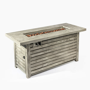 English Elm 54" 50000BTU Propane Fire Table - 54in Steel Patio Fire Pit Table with Wood Grain Finish, ETL Safe, Lid Included W853P166783