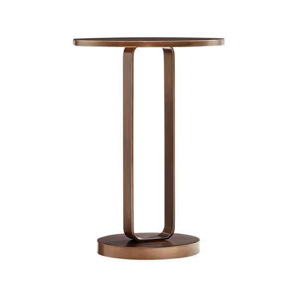 English Elm Tareel Sculptural Antique Bronze Round Accent Table with Open Oval Pedestal, 15.75" Top, Versatile B050P364436