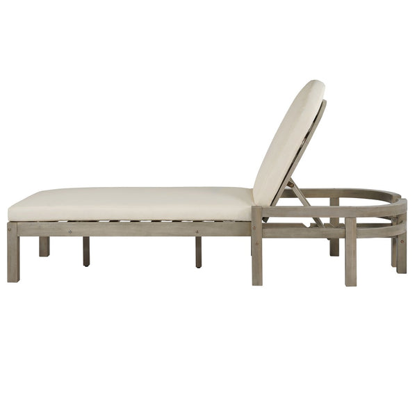 English Elm Trexm Outdoor Acacia Wood Reclining Chaise Set Poolside Patio Lounger Pair Gray TM000032AAE