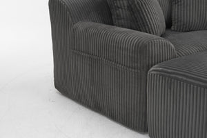 English Elm Oversized corduroy chaise lounge with ottoman, plush boneless sofa, ergonomic pillows for relaxing comfort Grey W1901P278403
