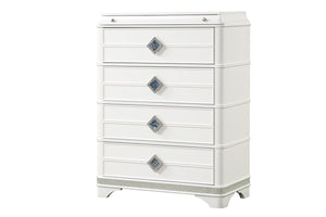 English Elm Laguna Modern 4-Drawer Chest With Hidden Jewelry Drawer & Crystal Accents - Chic White Storage Solution B009P270826