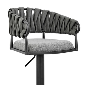 English Elm Blaise Swivel Barstool Adjustable Gas Lift Counter Seat Gray Fabric Black Metal Frame B2736P464827