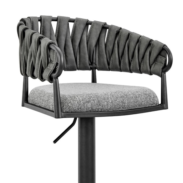 English Elm Blaise Swivel Barstool Adjustable Gas Lift Counter Seat Gray Fabric Black Metal Frame B2736P464827