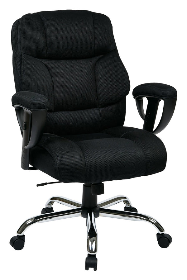 OSP Home Furnishings Executive Mesh Big Man Office Chair with Lumbar Support and Chrome Base for Long Hours EX1098-3M